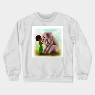 I Love You| Little Black Girl and Elephant art Crewneck Sweatshirt